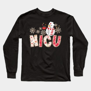 NICU Nurse Christmas Snowman Nurse Life Scrub Top Long Sleeve T-Shirt